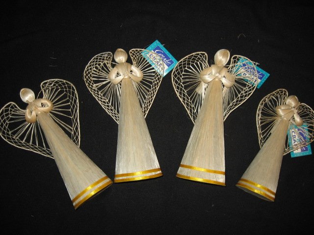 Four Christmas angels standing decorations to craft or to use as is