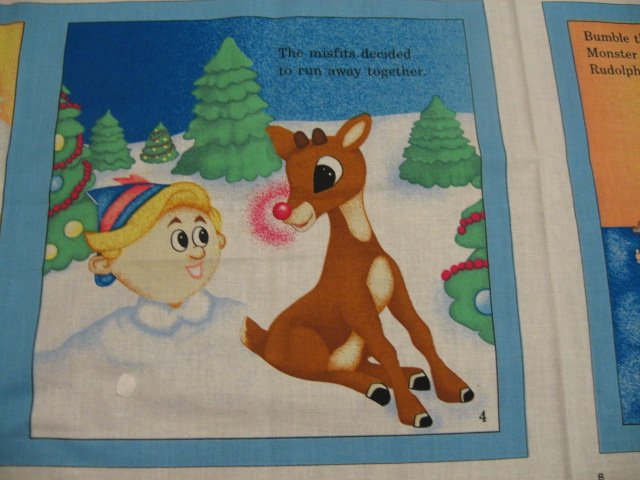 Image 3 of Rudolph The Red Nose Reindeer baby Soft book blue fabric Panel to Sew /