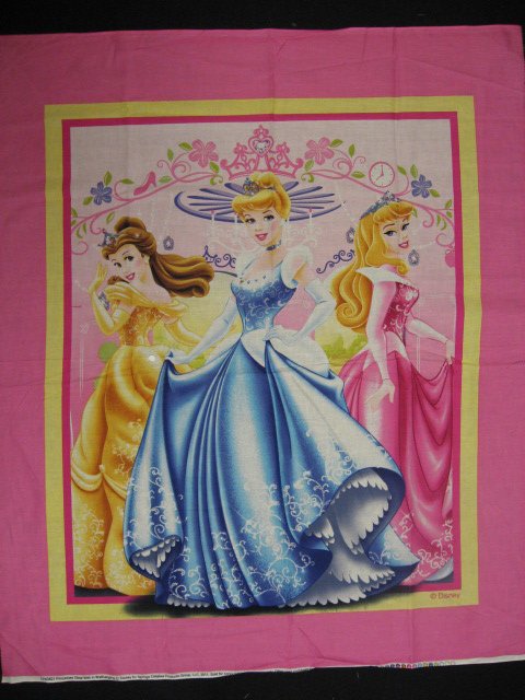 Image 0 of Princess Cinderella, Aurora, and Belle Fabric wall or child crib panel to sew