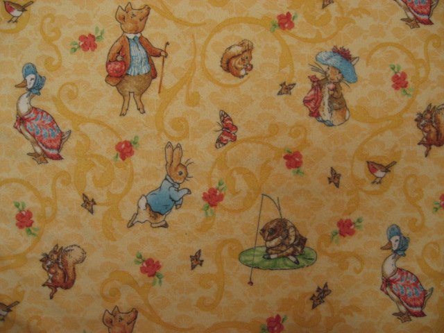 Beatrix Potter characters Peter Rabbit Baby Flannel receiving Blanket in Yellow 