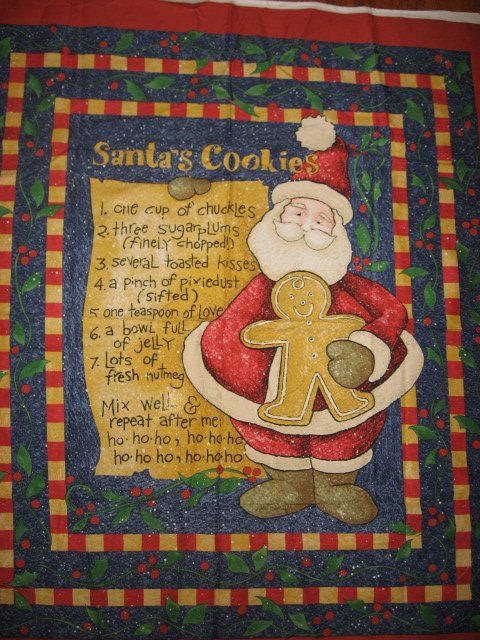 Image 1 of Daisy Kingdom Christmas Santas cookies receipe fabric wall panel to sew