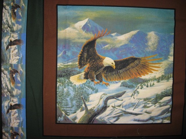 Image 2 of Eagle flying over mountains set of Four different fabric pillow panels to sew