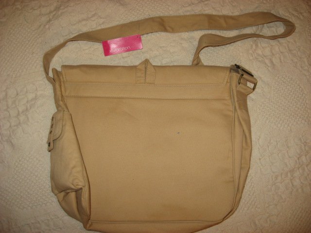 Image 2 of Lap top satchel soft tan cloth bag carrying case /