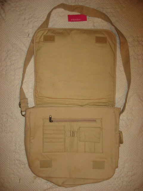 Image 1 of Lap top satchel soft tan cloth bag carrying case /