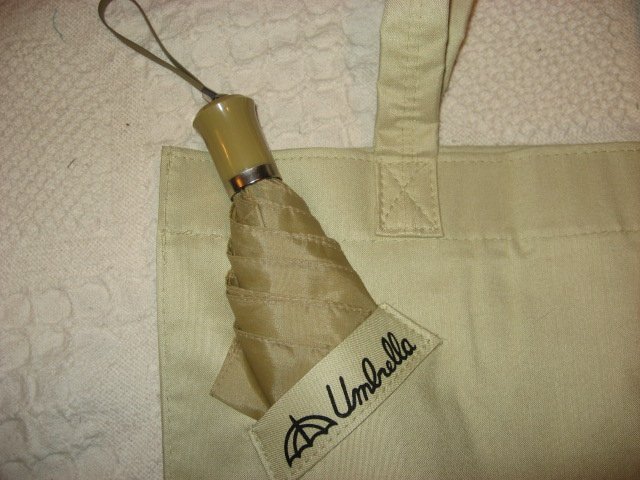 Image 2 of Ladies Soft tan canvas cloth bag carrying case and umbrella /