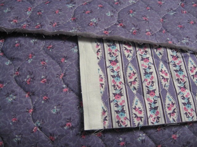 Image 0 of Flowers and stripes double faced lilac Quilted floral Fabric to Sew