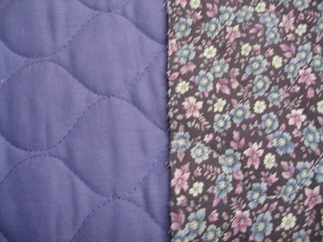 Flowers and plain backside double faced lilac Quilted floral Fabric to Sew