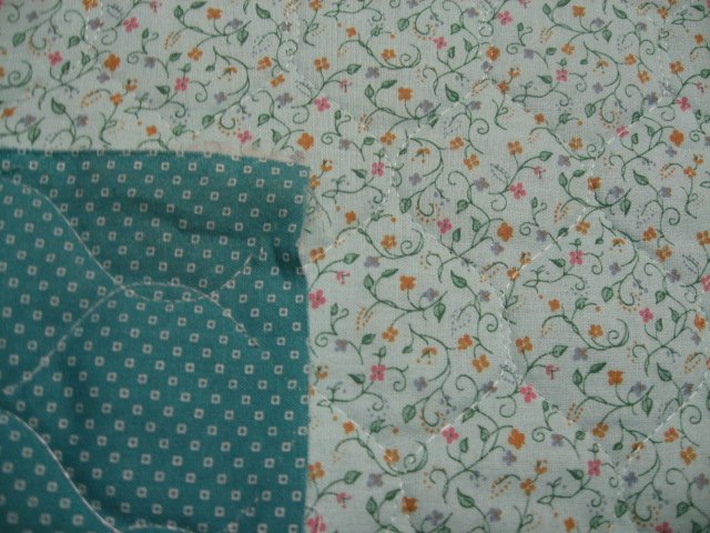 Image 0 of Flowers and vines on double faced light green Quilted floral Fabric to Sew