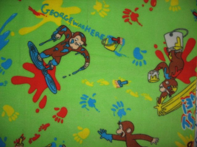 Curious George monkey Messy paint small Fleece Baby Blanket  RARE