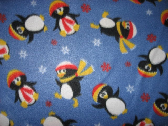 Image 0 of Penguin with scarf and hat Fleece baby  toddler daycare comfort blanket 29X45