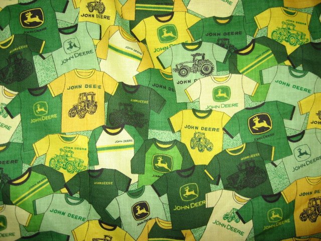 Image 0 of John Deere  tee shirt pictures fat quarter  Cotton  rare