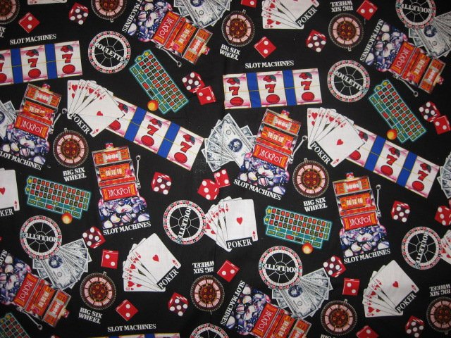 Casino gambling cards slot machines soft sewing cotton Fabric By The Yard rare