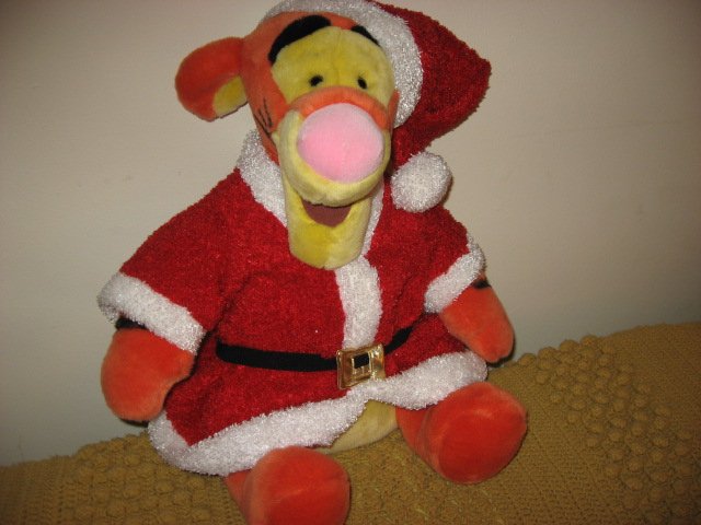 Tigger Santa Disney Christmas stuffed doll with curly tail