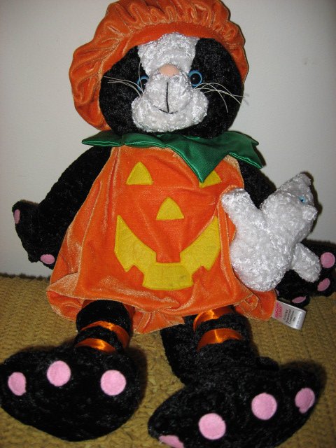 Image 0 of Halloween doll black cat and ghost with pumpkin costume Ages 3 and up