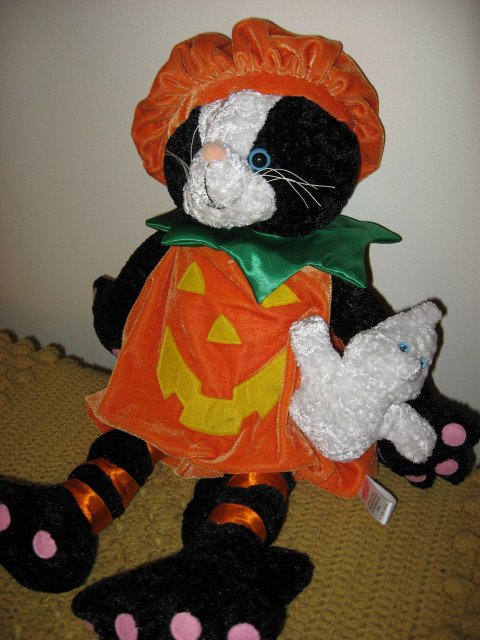Image 1 of Halloween doll black cat and ghost with pumpkin costume Ages 3 and up