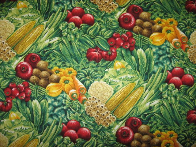 Image 0 of Kyle's Marketplace Beets carrots cauliflower vegetable Fabric FQ or 1/4 yard 