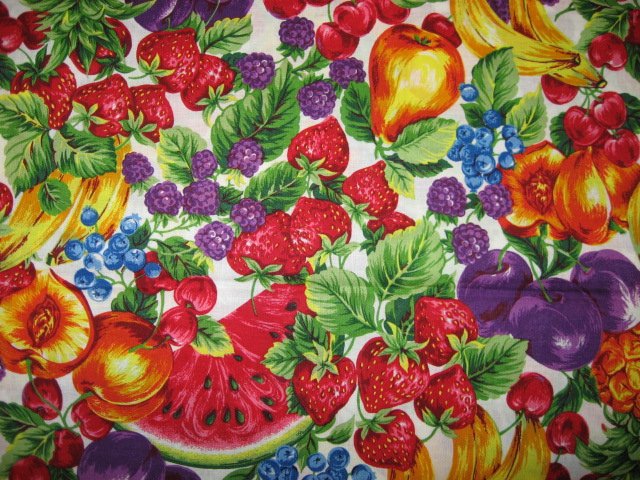 Joan Messmore Fruit on white Quilt Fabric Fat quarter or 1/4 yard 