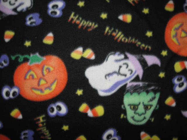 Image 1 of Halloween pumpkin ghost candy fleece blanket 