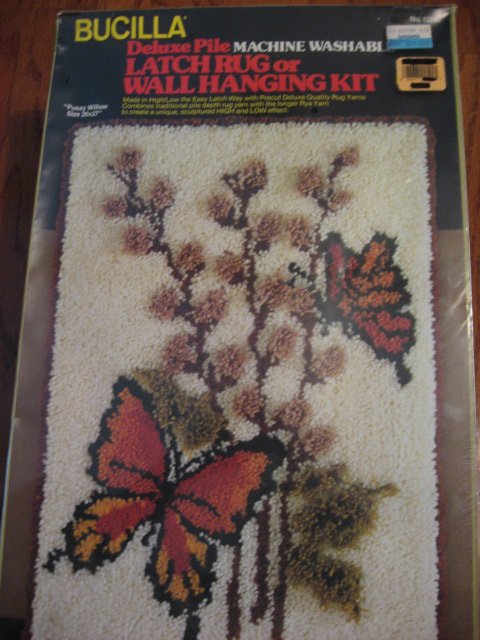 Pussy Willow Butterfly latch hook rug or wall hanging Kit 20 X 27   