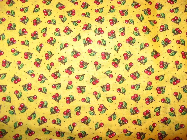 Image 0 of Mary Engelbreit Cherries yellow quilt Sewing Fabric by the yard 