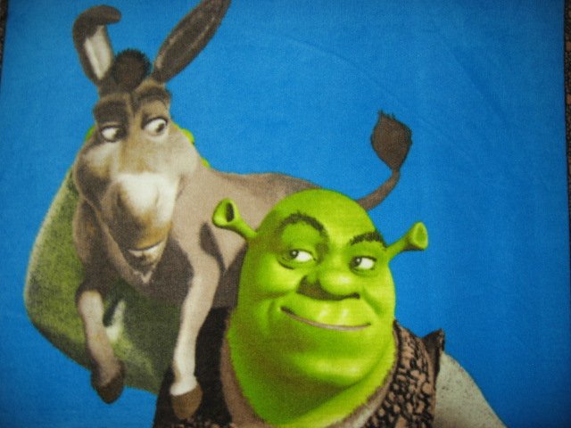 Image 2 of Shrek And  Donkey handmade fleece blanket 50