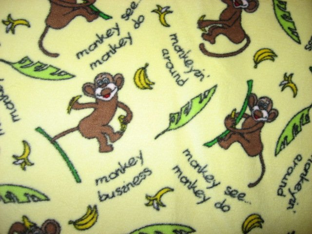 Image 0 of Monkey and bananas Lightweight Anti pill Fleece Blanket