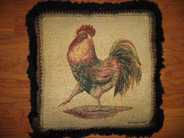 Image 0 of French rooster tapestry pillow 18