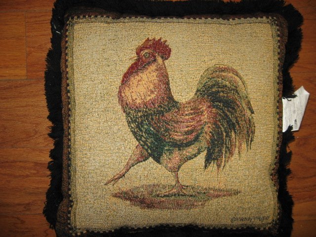 Image 1 of French rooster tapestry pillow 18