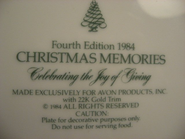 Image 2 of Avon Christmas giving 1984 collector plate.