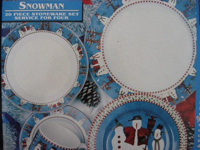Image 1 of Debbie Mumm Sakura 20 Piece Snowmen 1997 Stoneware Set 