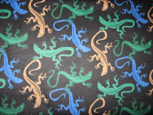 Lizards Reptile brown green blue 100% cotton flannel by the yard /