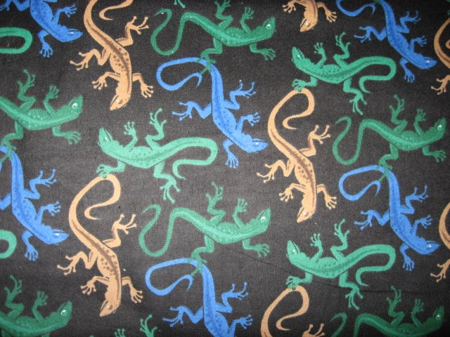 Image 0 of Lizards Reptile brown green blue 100% cotton flannel by the yard /