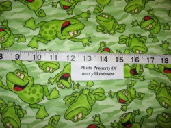 Thumbnail of FLANNEL GREEN COTTON FABRIC Happy Frog Amphibian NEW SOFT CLEAN By the Yard