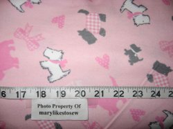 Thumbnail of FLANNEL PINK COTTON FABRIC Scottie Scotty Terrier Dog Bow Coat SOFT By the Yard 