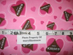 Thumbnail of FLANNEL PINK COTTON FABRIC Hersheys Kisses Chocolate Candy HEARTS NEW SOFT BTY