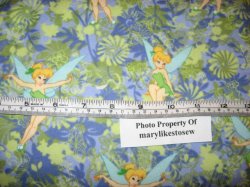 Thumbnail of Disney Tingerbell Fairy cotton flannel By the Yard