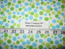 Thumbnail of Blue and Green Dots white cotton flannel baby blanket