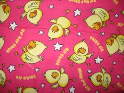 Thumbnail of Whimsical Hip Chicks Chicken and stars Flannel By the Yard Pink Cotton Fabric 