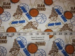 Thumbnail of FLANNEL WHITE COTTON FABRIC Sport Team Basketball Hoop Net NEW By the Yard