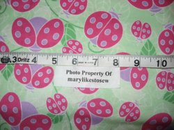 Thumbnail of Lady Bugs Insects FLANNEL By the Yard Green Cotton Fabric