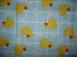 Thumbnail of Rubber Ducks Bath Tiles Bubbles Flannel By the Yard  Blue cotton fabric