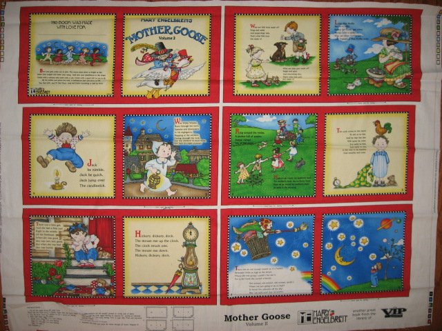 Mary  Engelbreit Mother Goose  soft book Fabric panel red rare Vol  2 