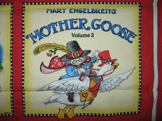 Image 1 of Mary  Engelbreit Mother Goose  soft book Fabric panel red rare Vol  2 