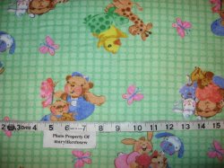 Thumbnail of FLANNEL GREEN COTTON FABRIC Daisy Kingdom Jesus and Me Animals SOFT By the Yard