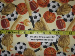 Thumbnail of SNUGGLE FLANNEL CREAM NEW Sport Football Soccer Balls Basketball Glove Bat BTY  