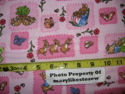 Thumbnail of SNUGGLE FLANNEL PINK Whimsical PETER RABBIT Carrot Butterfly Flower By The Yard