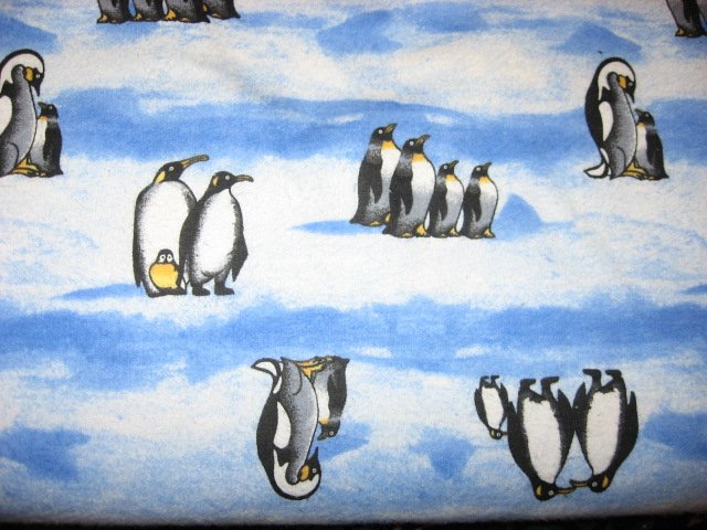 Image 0 of Penguin Penguins in Rows on Ice and Snow on 100% cotton flannel By the Yard