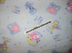 Thumbnail of BABY Nursery Rhyme HEY DIDDLE Cow Moon blue flannel By the Yard