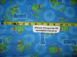 Thumbnail of Sesame Street Kermit the Frog Blue cotton Flannel By the Yard 