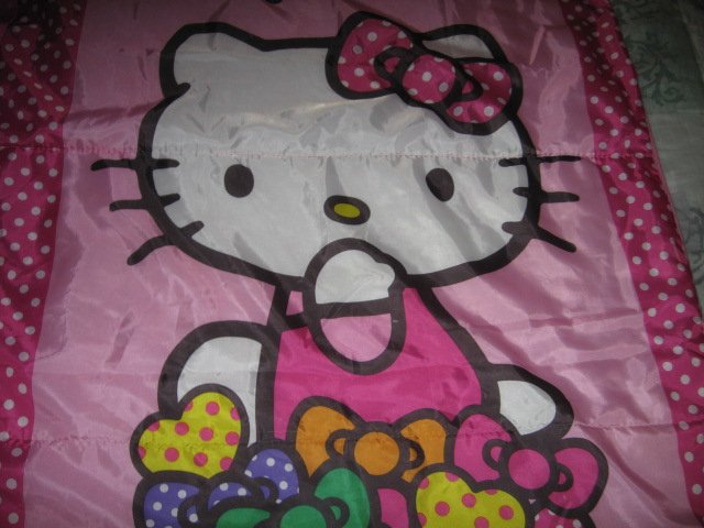 Image 2 of Sanrio Hello Kitty pink gently used 2014 sleeping bag with polkadots 28